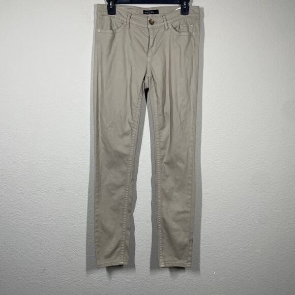 Marc Cain Womens 3/8 US Khaki Straight Leg Jeans Pants Tan Cotton Blend Pockets - Picture 1 of 15